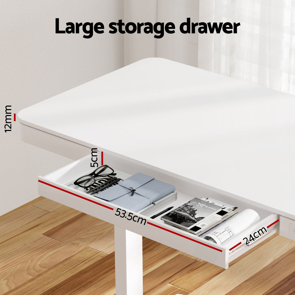 Artiss Standing Desk Motorised Electric Desks Drawer 120CM White