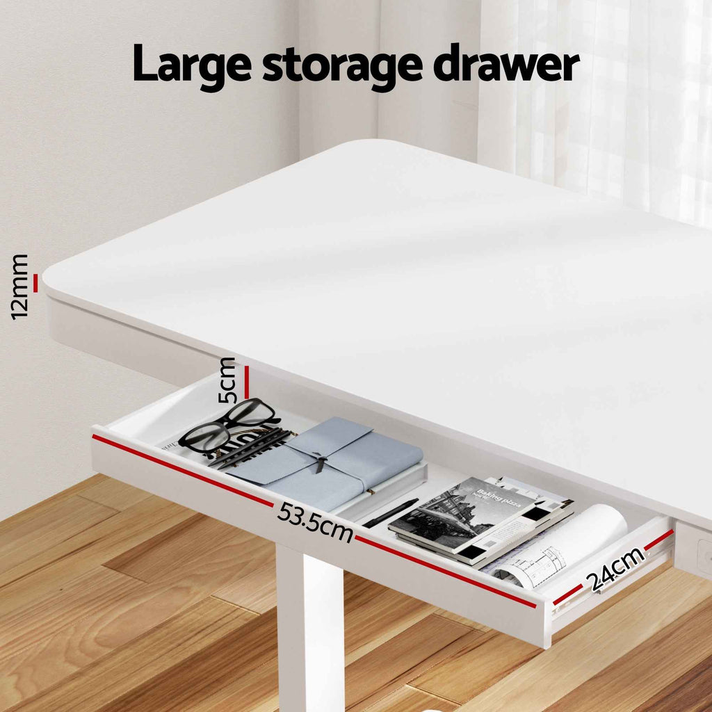 Artiss Standing Desk Motorised Electric Desks Drawer 120CM White