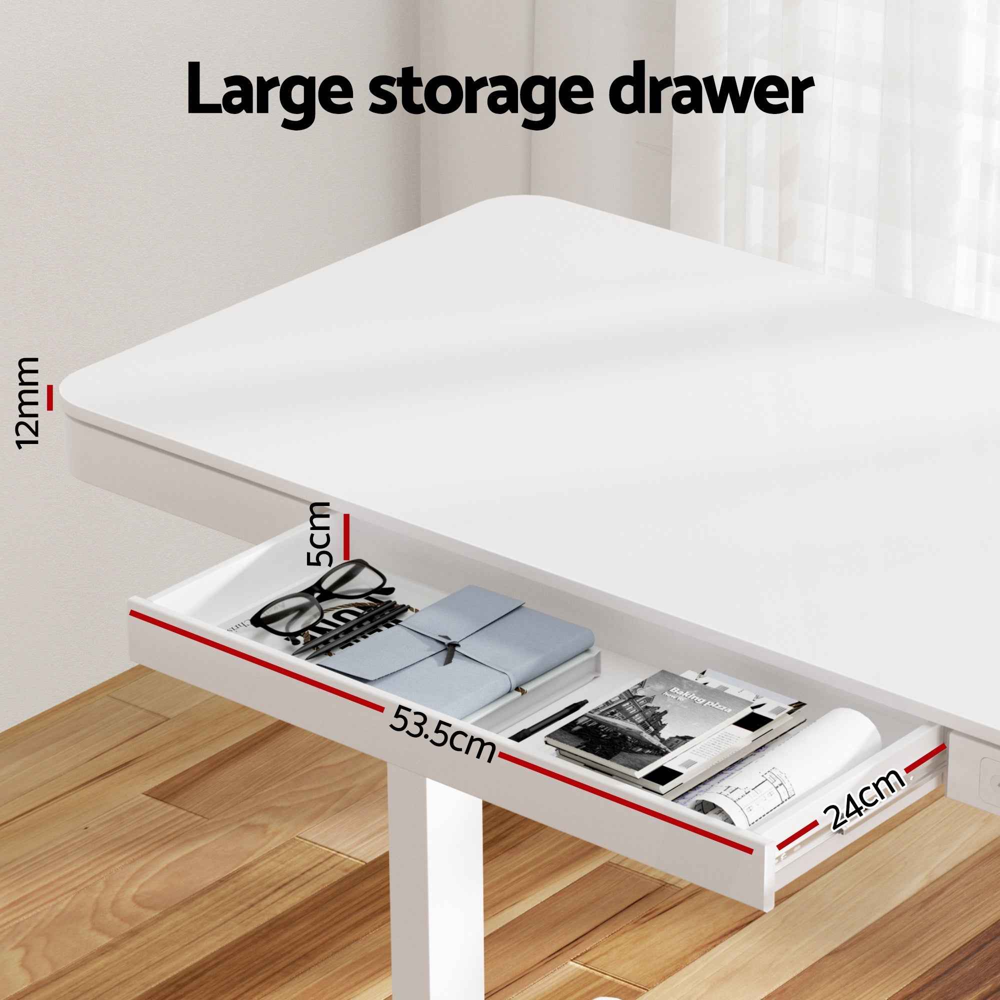 Artiss Standing Desk Motorised Electric Desks Drawer 120CM White