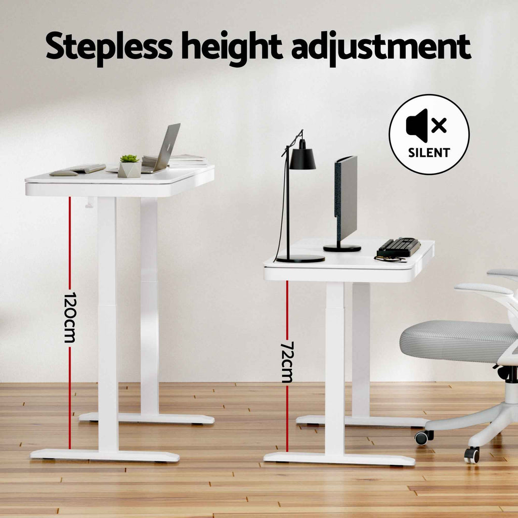Artiss Standing Desk Motorised Electric Desks Drawer 120CM White