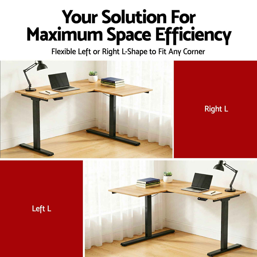 Artiss L-Shape Electric Standing Desk Sit Stand Up Height Adjustable Motorised