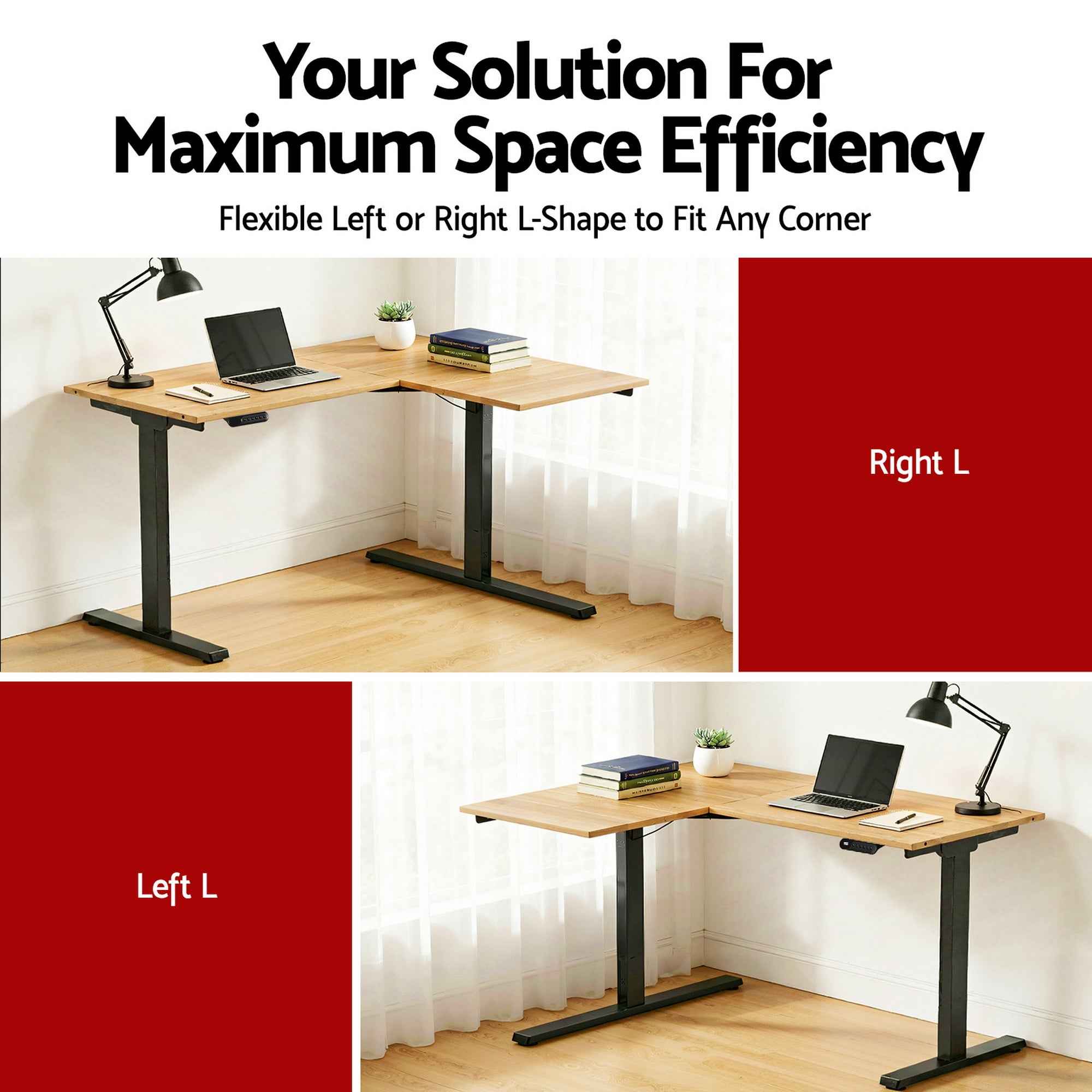 Artiss L-Shape Electric Standing Desk Sit Stand Up Height Adjustable Motorised