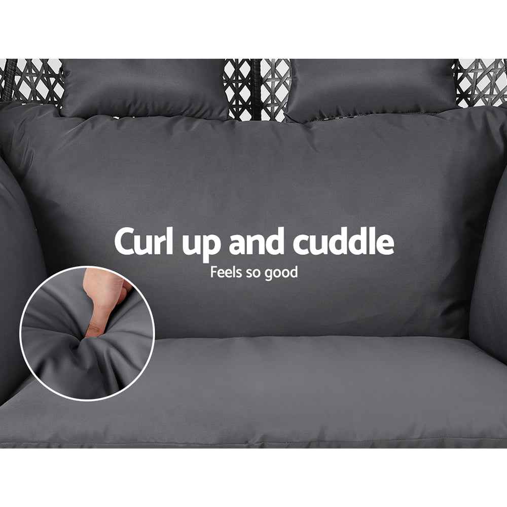 Gardeon Outdoor Swing Chair Hanging Rattan Patio Furniture Pod Stand Cushion 2 Seater