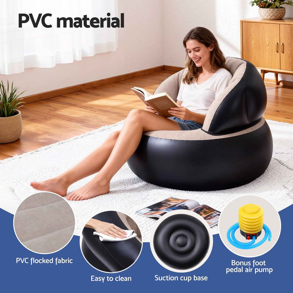 Gardeon Inflatable Chair Blow Up Folding Air Chairs Sofa for Camping with Pump