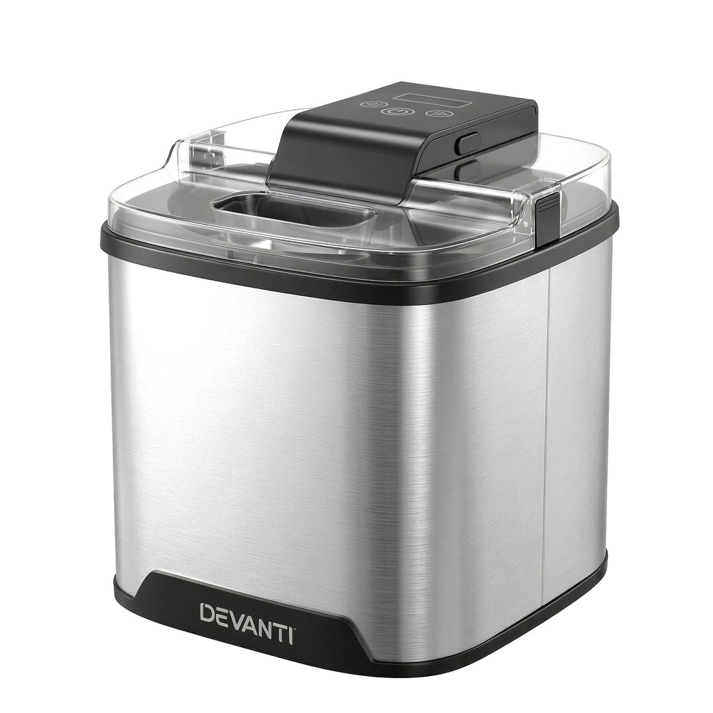 Devanti Ice Cream Maker Slushie Machine 2L Homemade Gelato Sorbet Sliver