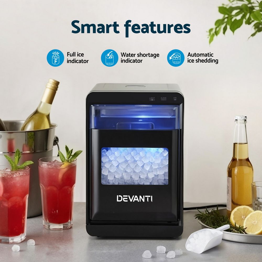 Devanti Ice Maker Machine 20kg Chewable Nugget Ice Countertop w/Self Cleaning