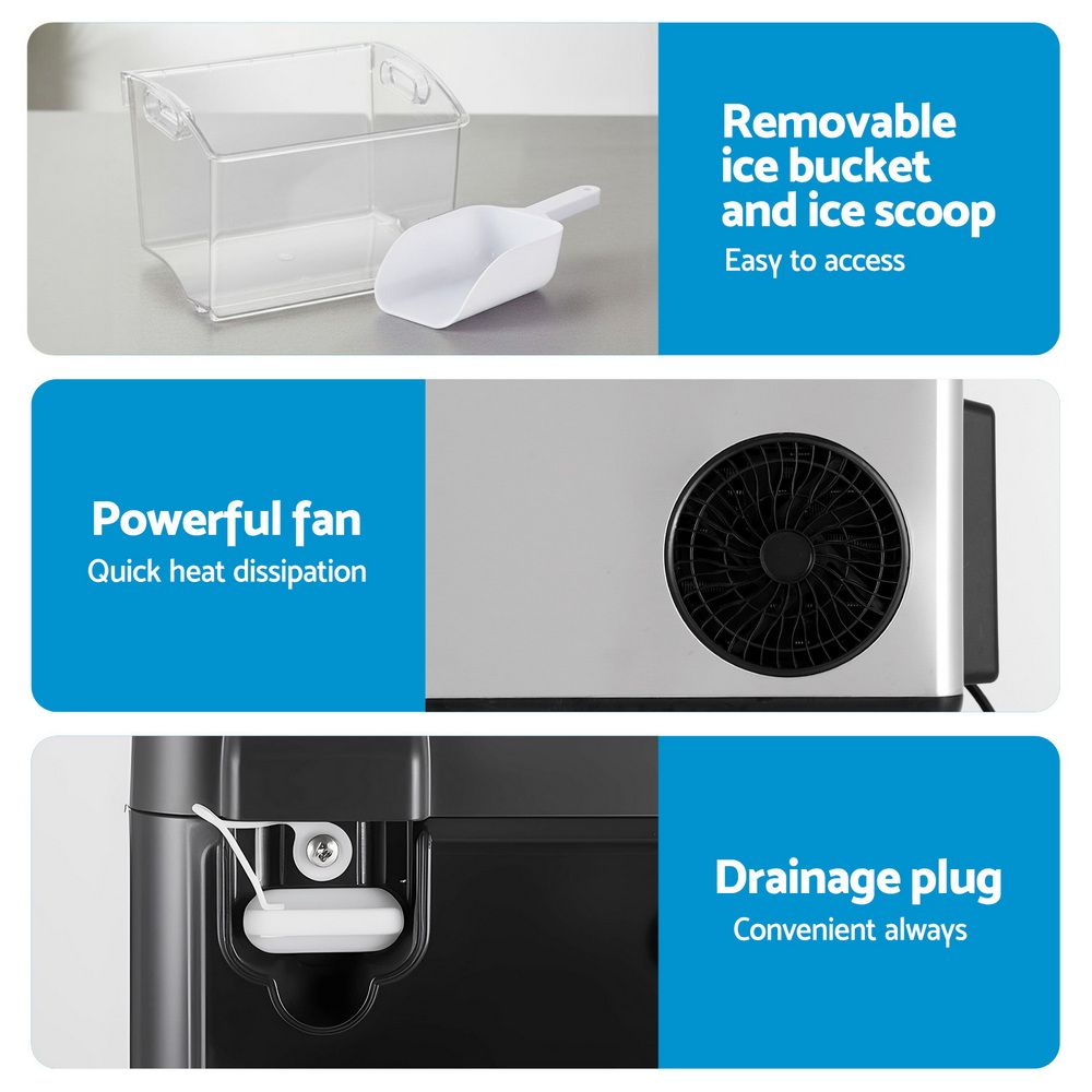 Devanti Ice Maker Machine 20kg Chewable Nugget Ice Countertop w/Self Cleaning