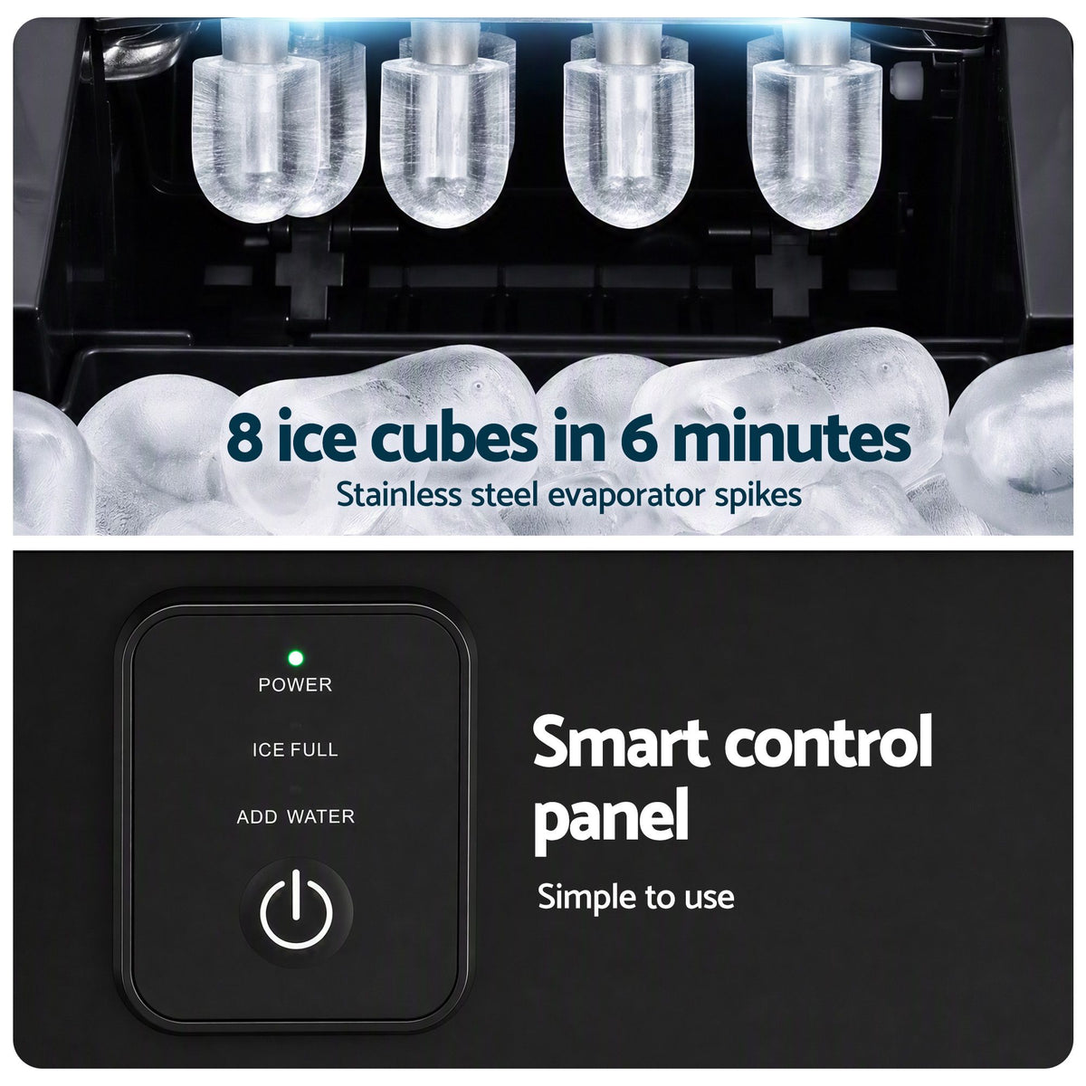Devanti Ice Maker 11-12kg Portable Bullet Cube Machine Black