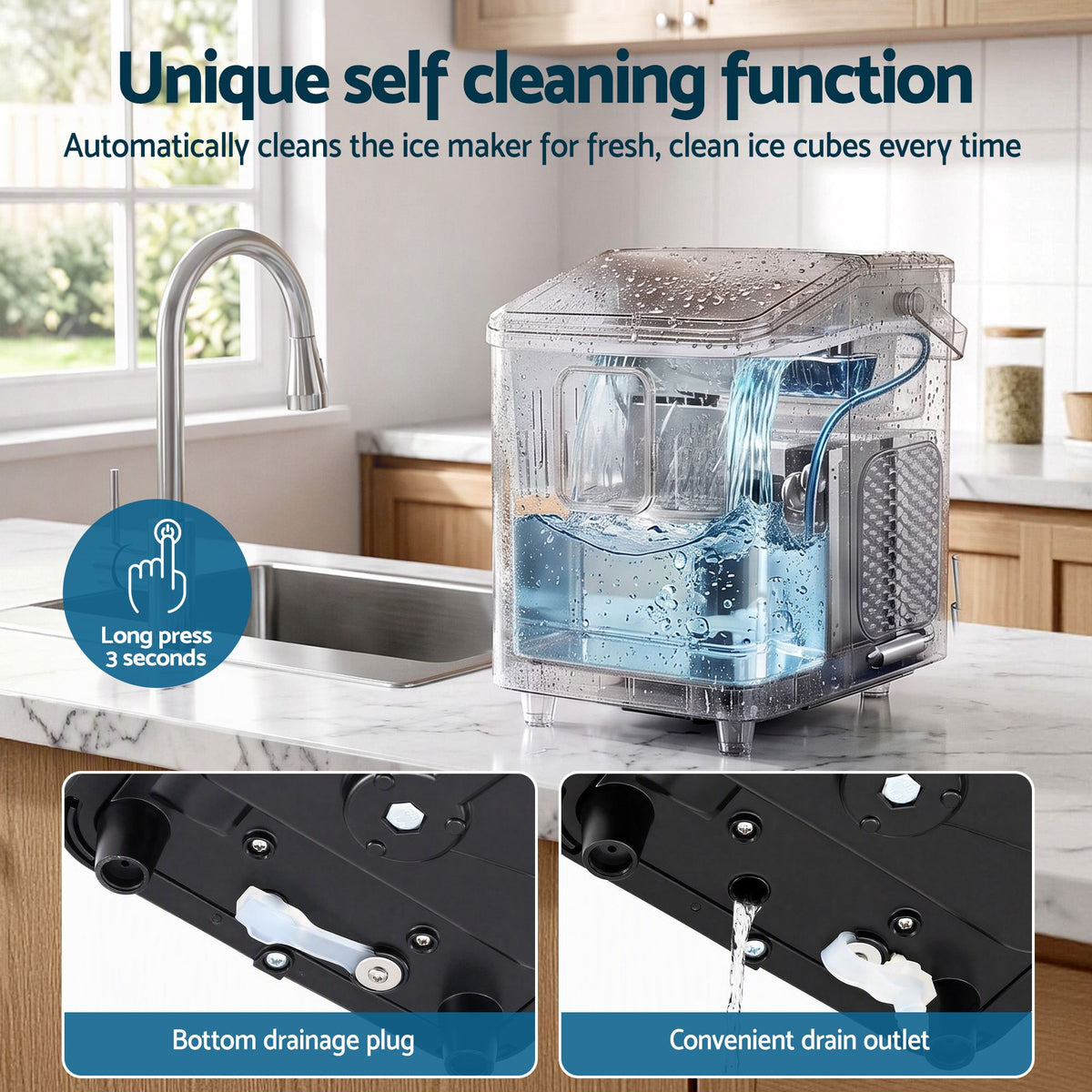Devanti Ice Maker 11-12kg Portable Bullet Cube Machine Black