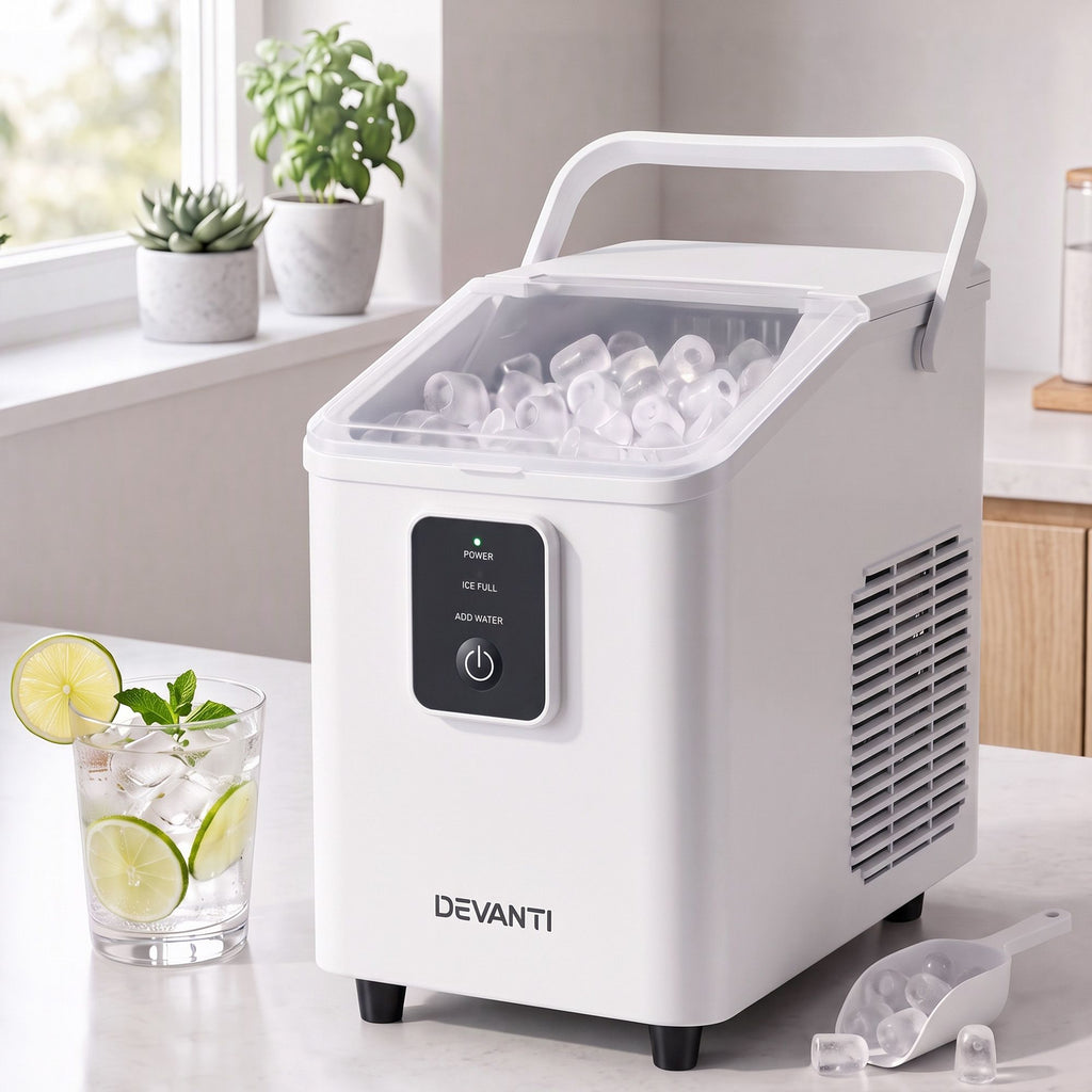 Devanti Ice Maker 11-12kg Portable Bullet Cube Machine White