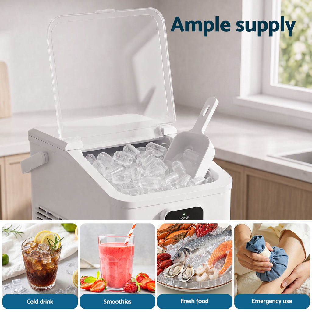 Devanti Ice Maker 11-12kg Portable Bullet Cube Machine White