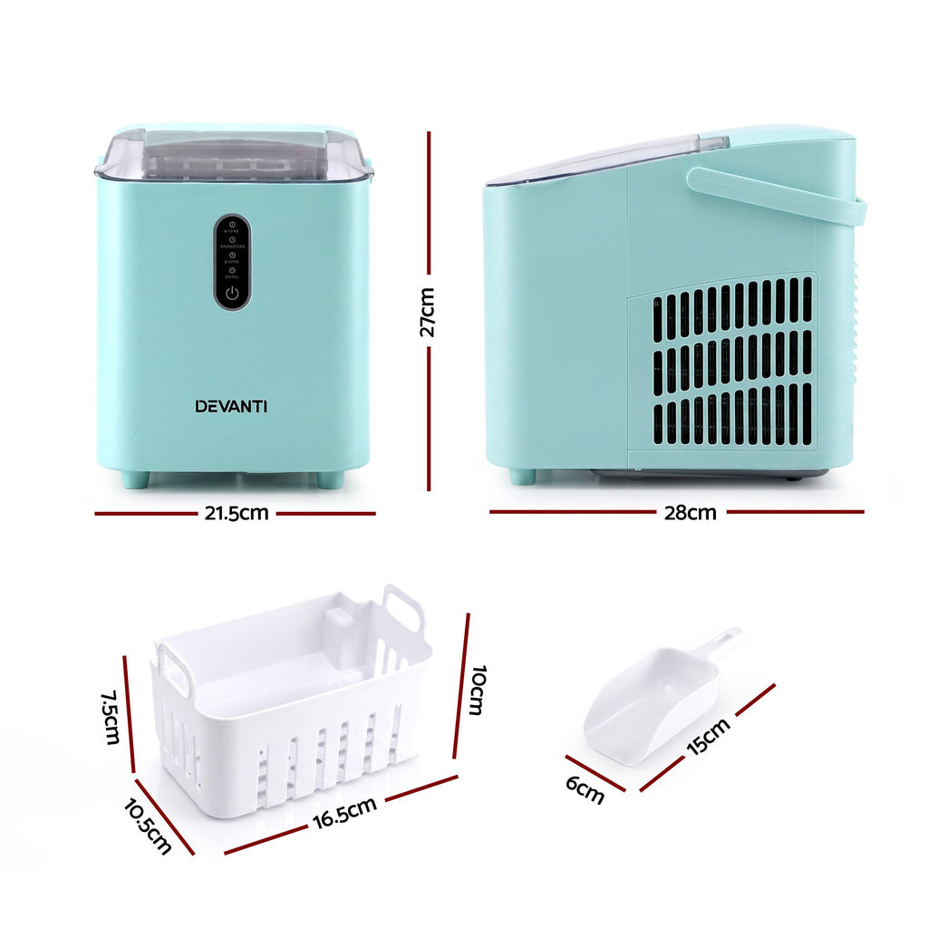 Devanti 12KG Ice Maker Machine Bullet Ice Cube Portable Green