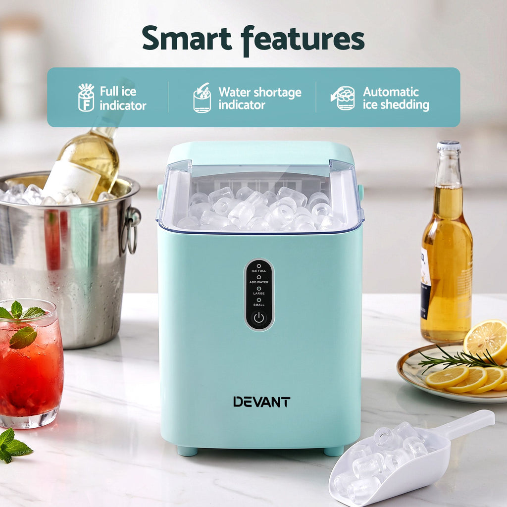 Devanti 12KG Ice Maker Machine Bullet Ice Cube Portable Green