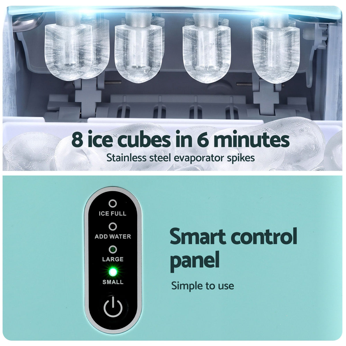 Devanti 12KG Ice Maker Machine Bullet Ice Cube Portable Green