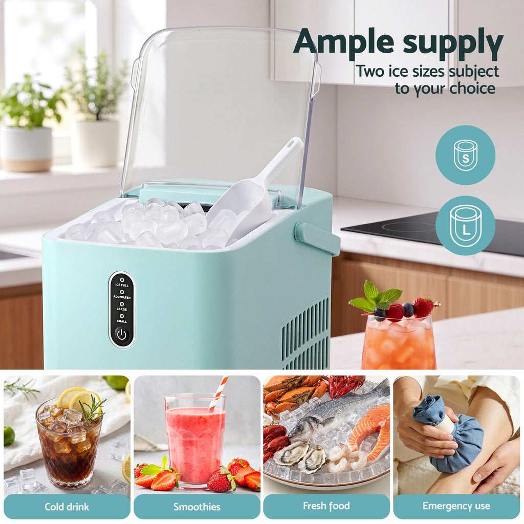 Devanti 12KG Ice Maker Machine Bullet Ice Cube Portable Green