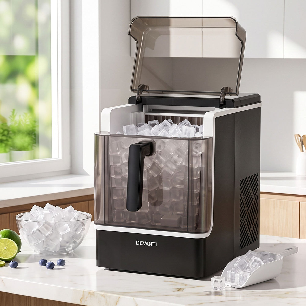 Devanti Ice Maker 23kg Portable Basket Square Cube Machine Black