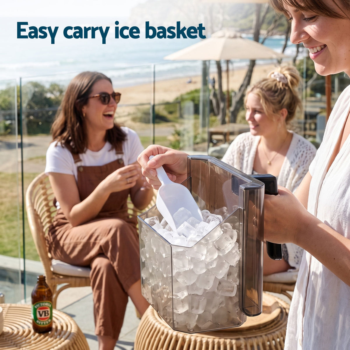 Devanti Ice Maker 23kg Portable Basket Square Cube Machine Black