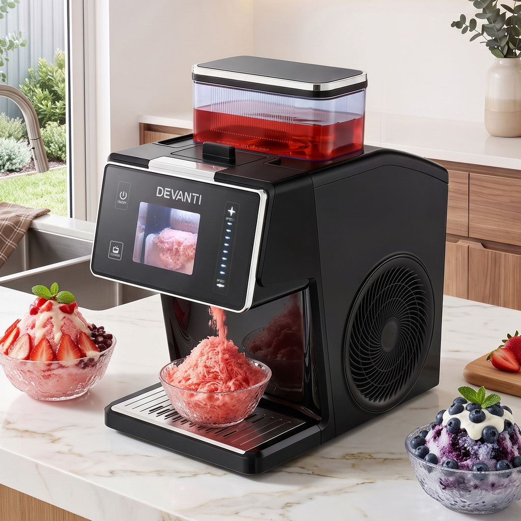 Devanti 20kg/24hr Ice Maker Snowflake Shaved Ice Slushie Maker Black