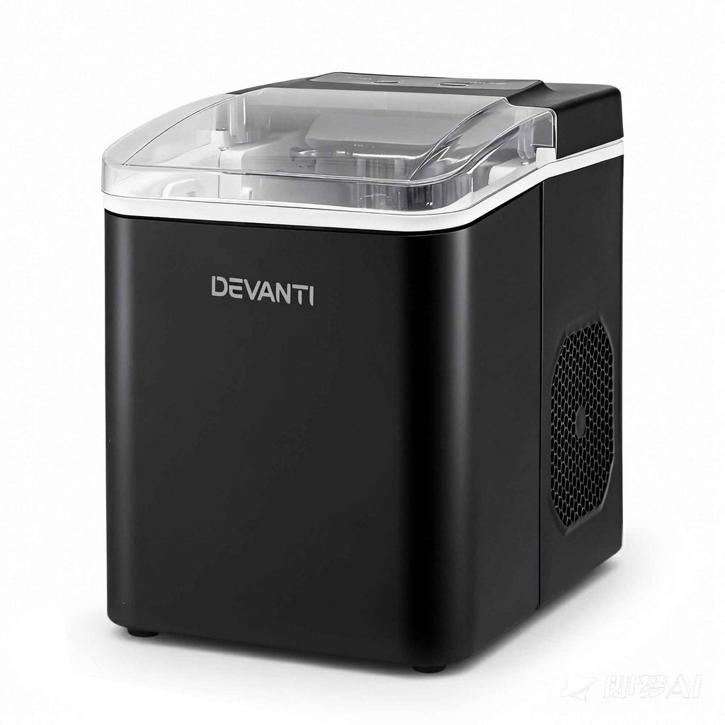 Devanti Ice Maker Machine Portable 12kg Countertop w/Self Cleaning 1.2L Black