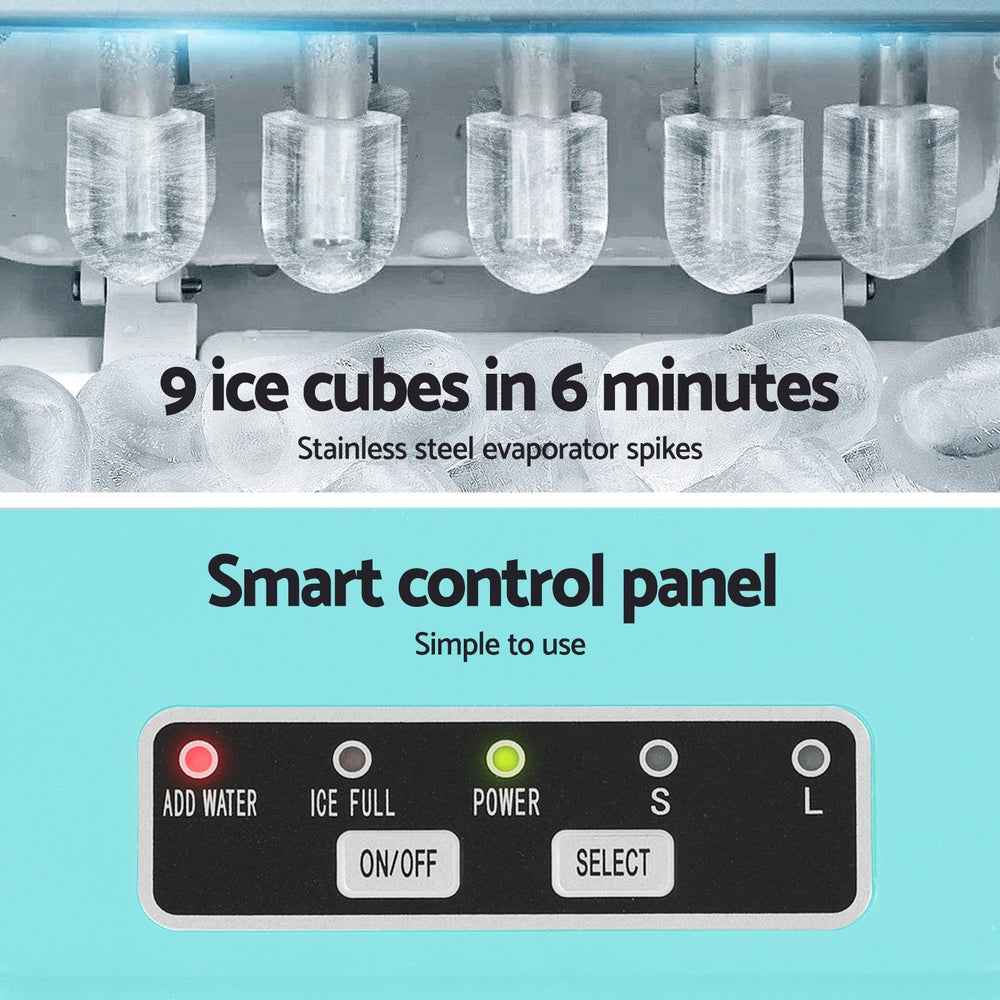 Devanti 12kg Ice Maker Machine w/Self Cleaning Green