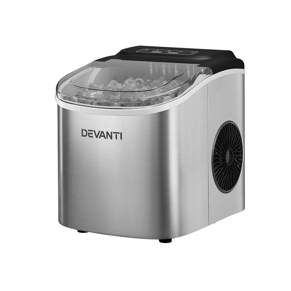 Devanti 12kg Ice Maker Machine w/Self Cleaning Silver - YDS.com.au