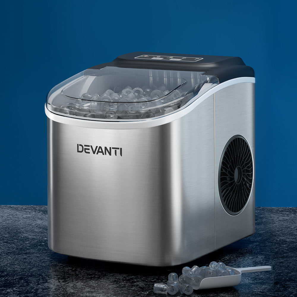 Devanti 12kg Ice Maker Machine w/Self Cleaning Silver - YDS.com.au