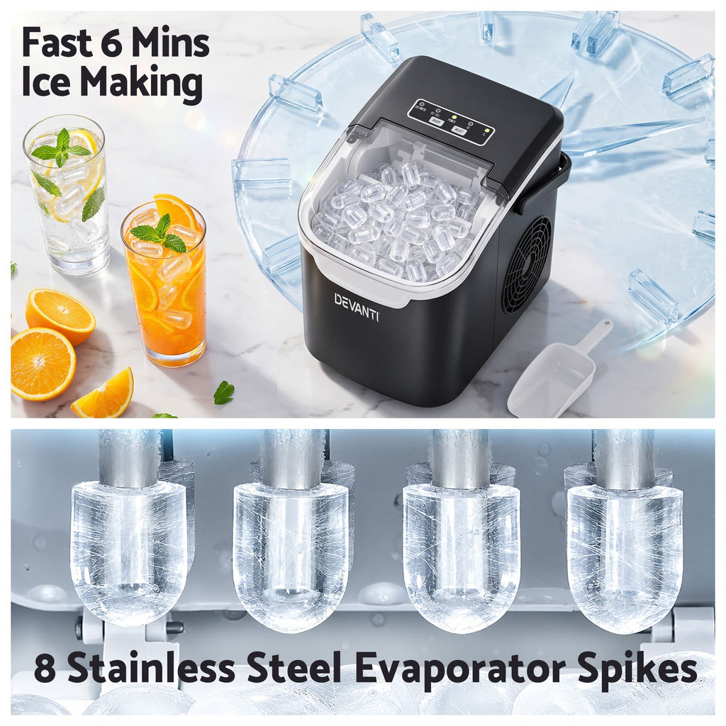 Devanti Ice Maker Ice Compact 12KG/24H Countertop Machine for Home