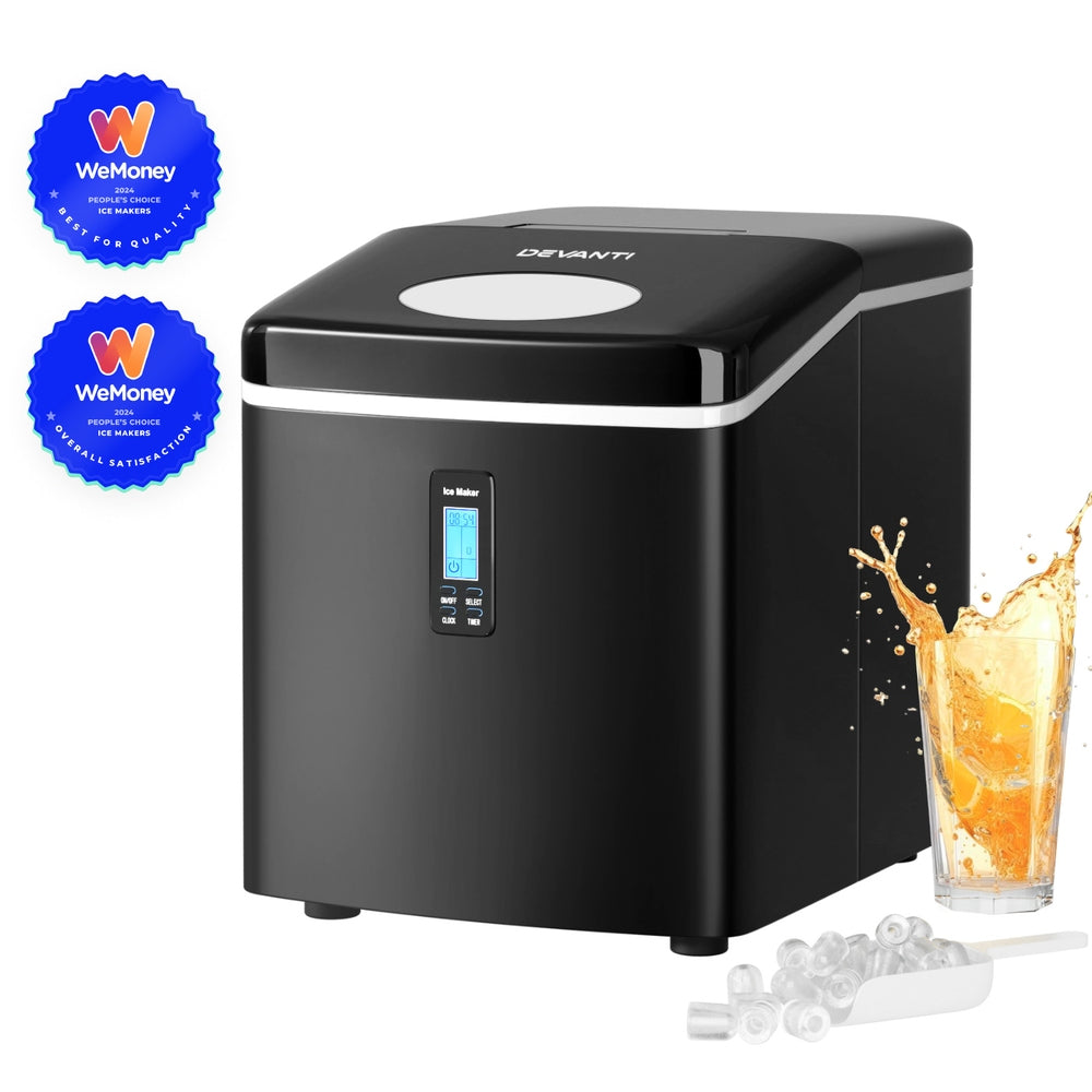 DEVANTI 3.2L Portable Ice Cube Maker Machine Benchtop Counter Black - YDS.com.au