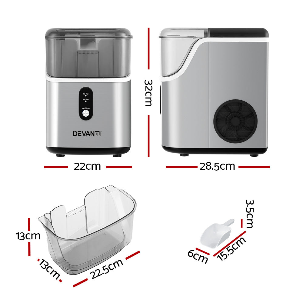 Devanti Ice Maker Machine 15kg Nugget Ice Cube - YDS.com.au