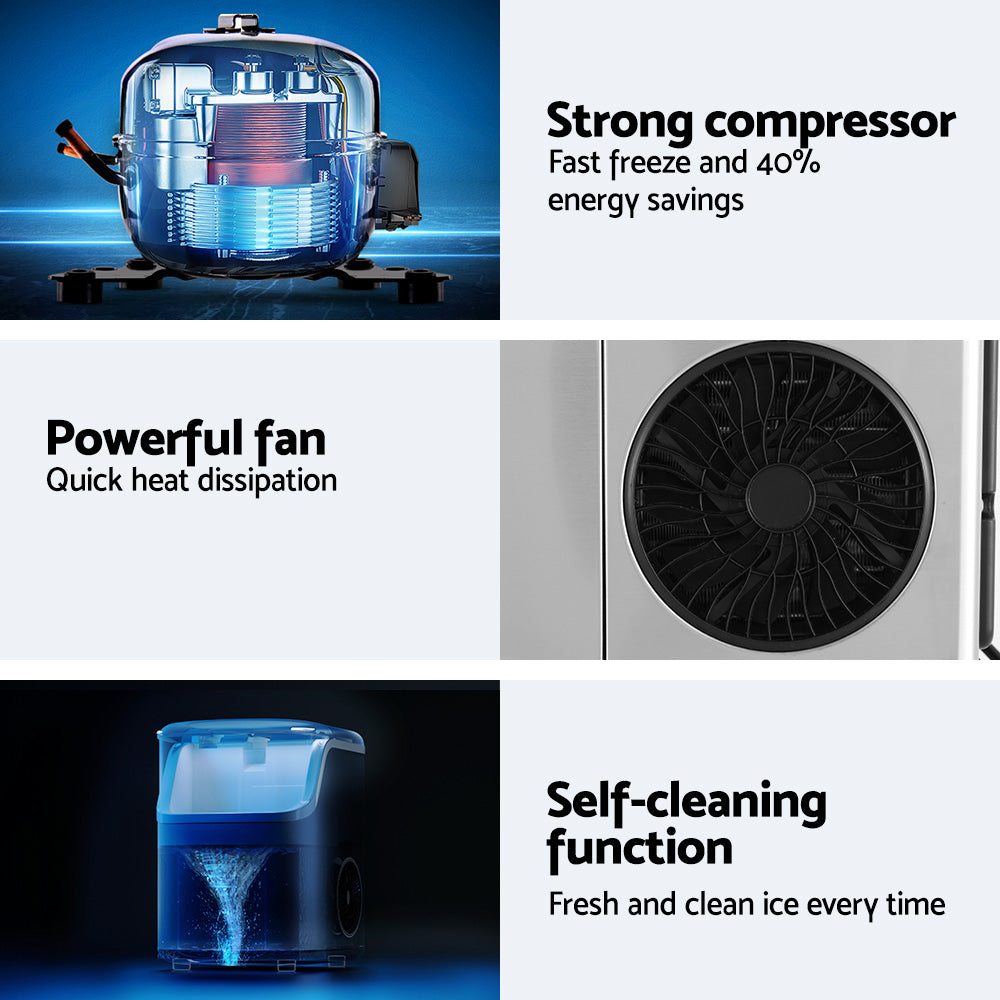 Devanti Ice Maker Machine 15kg Nugget Ice Cube - YDS.com.au