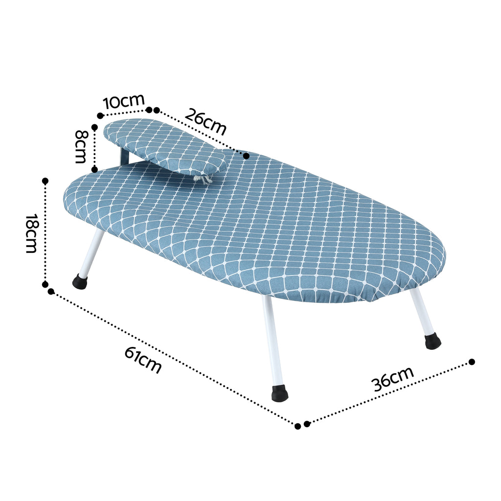 Artiss Tabletop Ironing Board with Small Ironing Boards with Folding Legs Blue