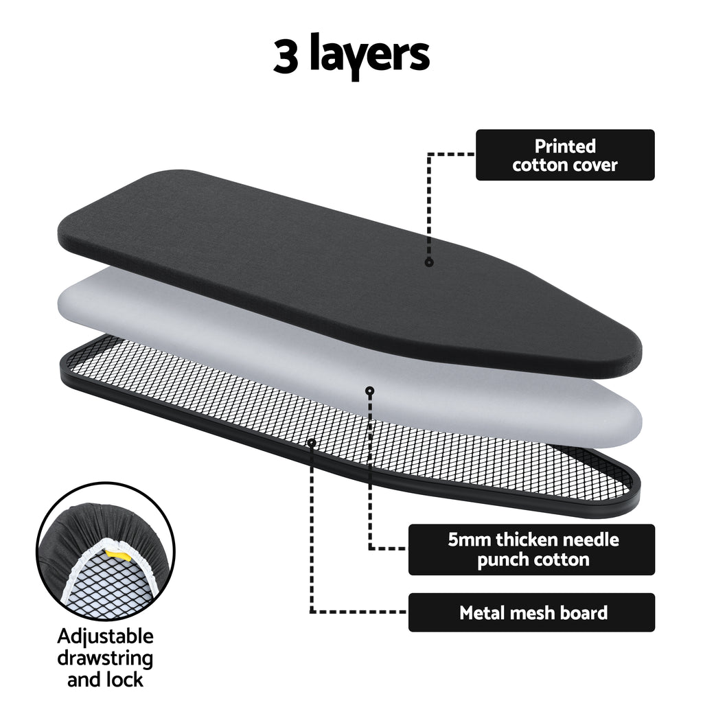 Artiss Ironing Board with Iron Rest with 3 Layers Extra Thick Cover Easy Storage