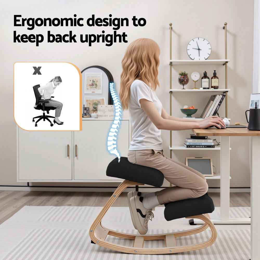 Artiss Kneeling Chair Ergonomic Posture Chair with Memory Foam Balance Stool for Home Office Gaming 120kg Weight Capacity Black