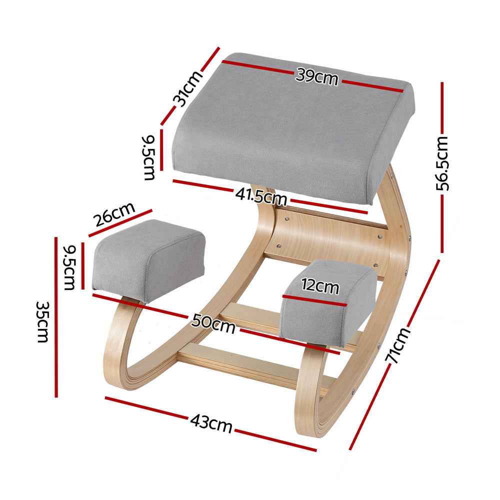 Artiss Kneeling Chair Ergonomic Posture Chair with Memory Foam Balance Stool for Home Office Gaming 120kg Weight Capacity Gray