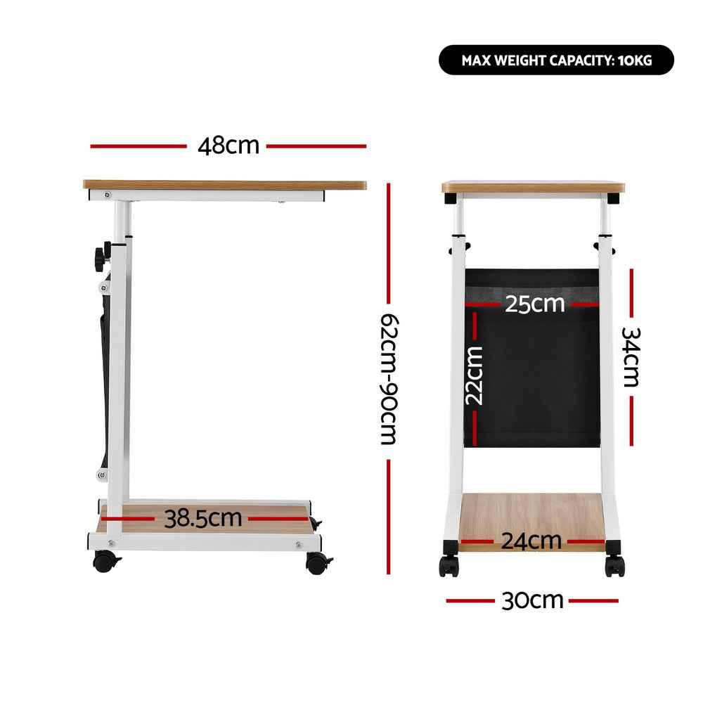 Artiss Laptop Desk Height Adjustable Mobile Workstation Computer Desks 48CM Oak