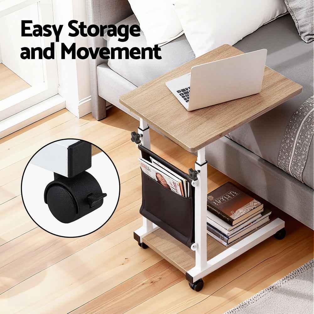 Artiss Laptop Desk Height Adjustable Mobile Workstation Computer Desks 48CM Oak