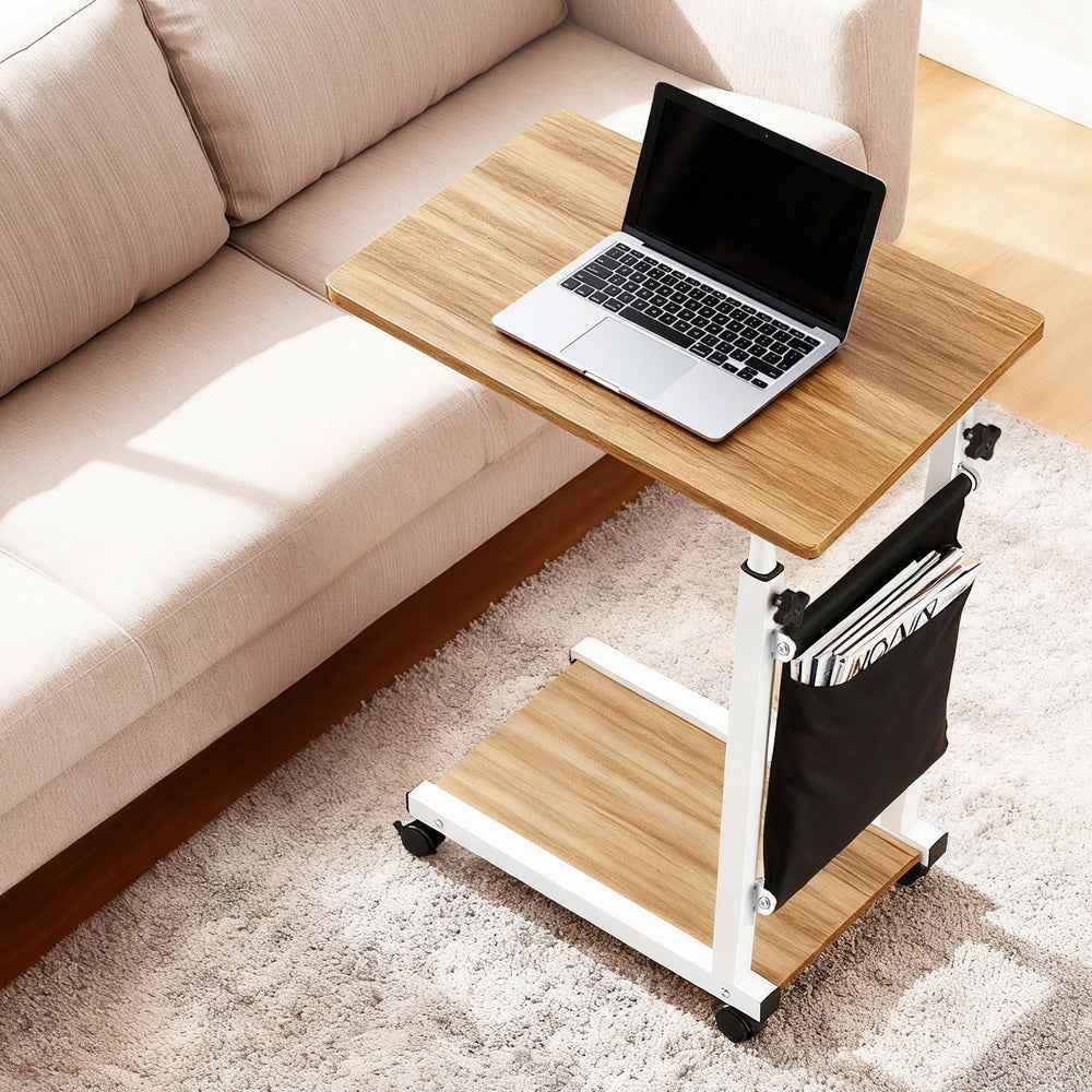 Artiss Laptop Desk Height Adjustable Mobile Workstation Computer Desks 48CM Oak