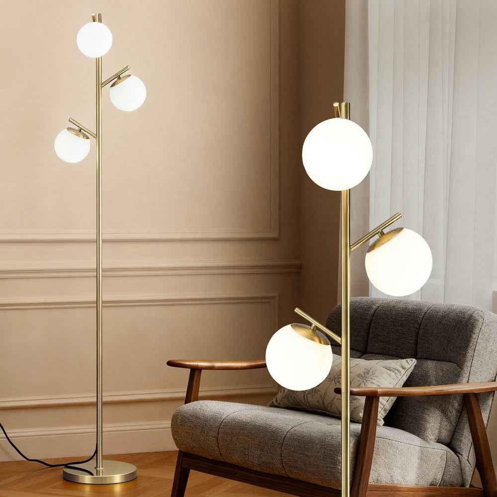Artiss 3-Light Tree Floor Lamp 165cm Tall Standing Light with Sphere Glass Shades for Modern Homes
