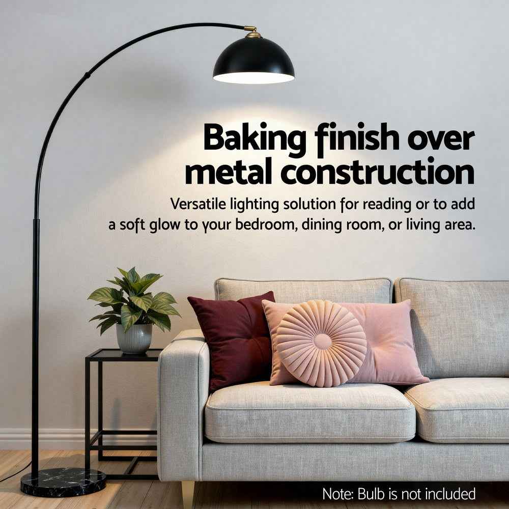 Artiss Modern Arched Floor Lamp Black Standing Heavy-Duty Marble Base for Living Room Bedroom