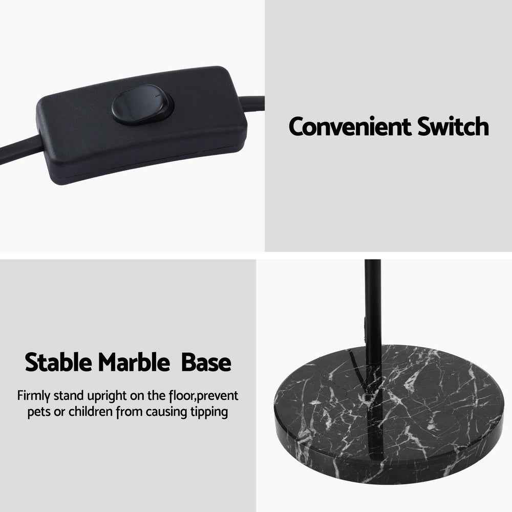 Artiss Modern Arched Floor Lamp Black Standing Heavy-Duty Marble Base for Living Room Bedroom