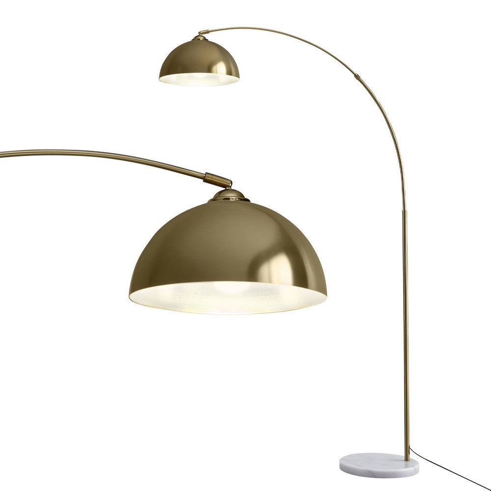 Artiss Modern Arched Floor Lamp Gold Brass Standing Heavy-Duty Marble Base for Living Room Bedroom - YDS.com.au