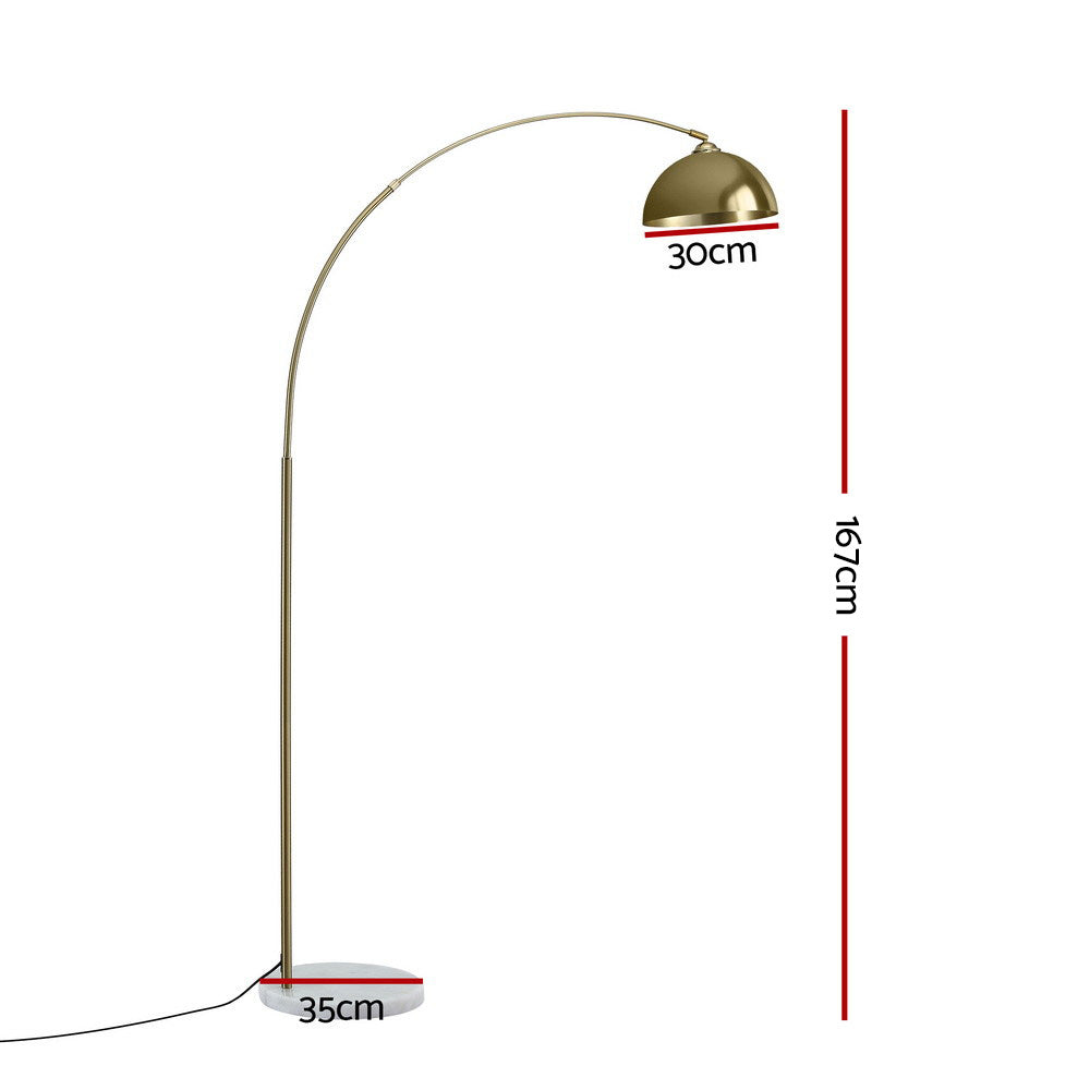 Artiss Modern Arched Floor Lamp Gold Brass Standing Heavy-Duty Marble Base for Living Room Bedroom - YDS.com.au