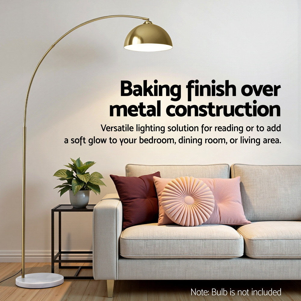 Artiss Modern Arched Floor Lamp Gold Brass Standing Heavy-Duty Marble Base for Living Room Bedroom - YDS.com.au