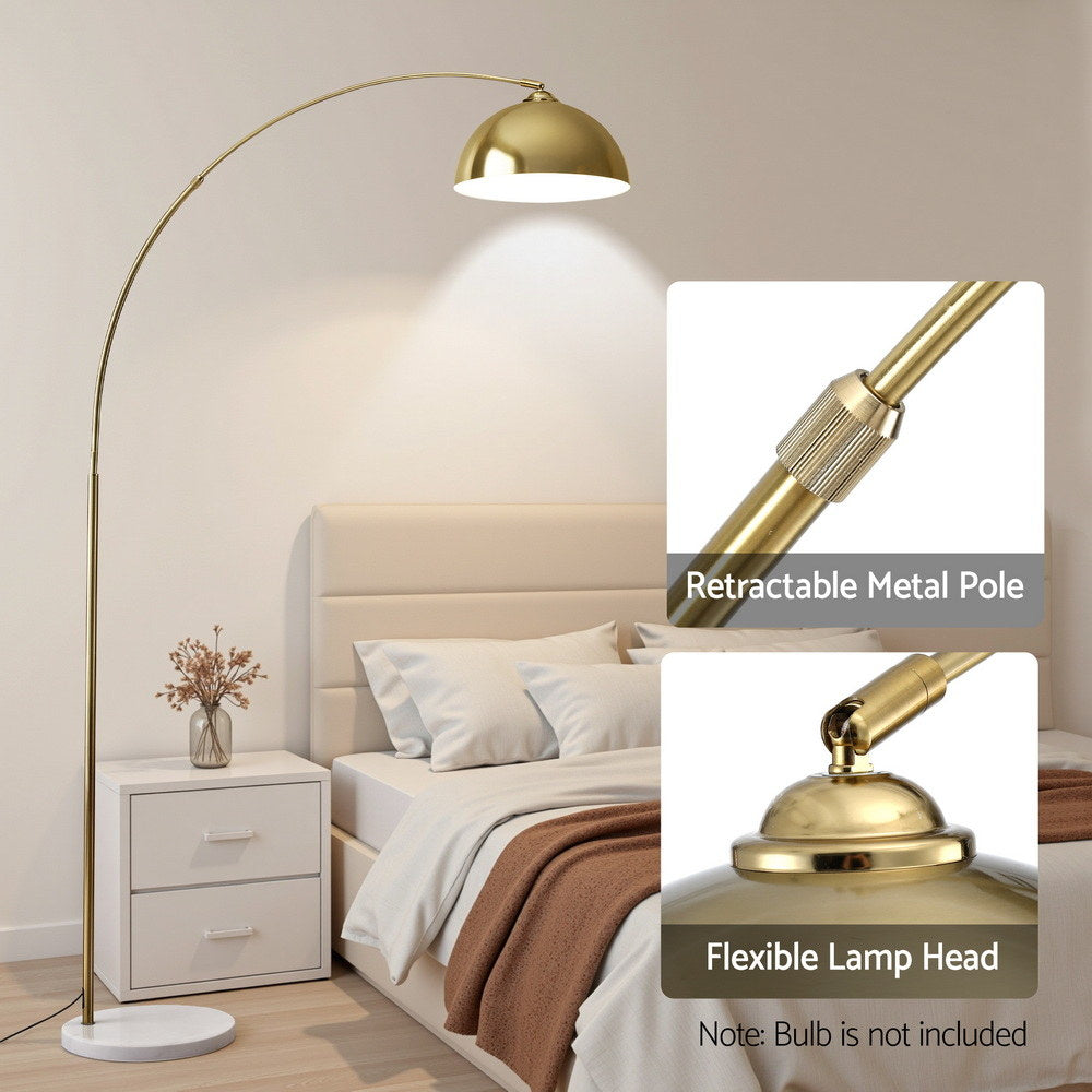 Artiss Modern Arched Floor Lamp Gold Brass Standing Heavy-Duty Marble Base for Living Room Bedroom - YDS.com.au