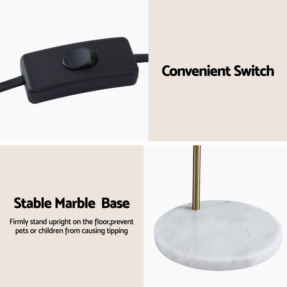 Artiss Modern Arched Floor Lamp Gold Brass Standing Heavy-Duty Marble Base for Living Room Bedroom - YDS.com.au