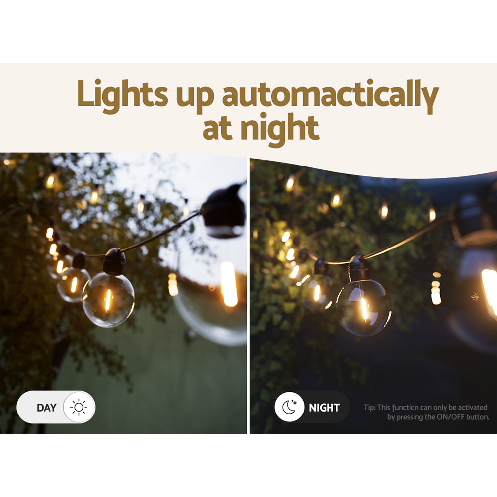 Guirnalda de luces LED solares de 17 m para exteriores, para bodas, fiestas de Navidad