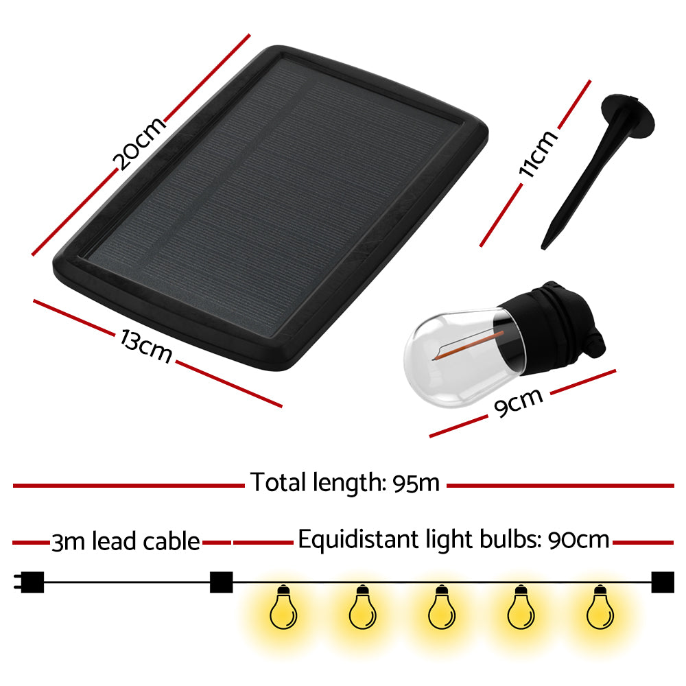 Guirnalda de luces LED solares para exteriores de 95 m, decoración para fiestas navideñas