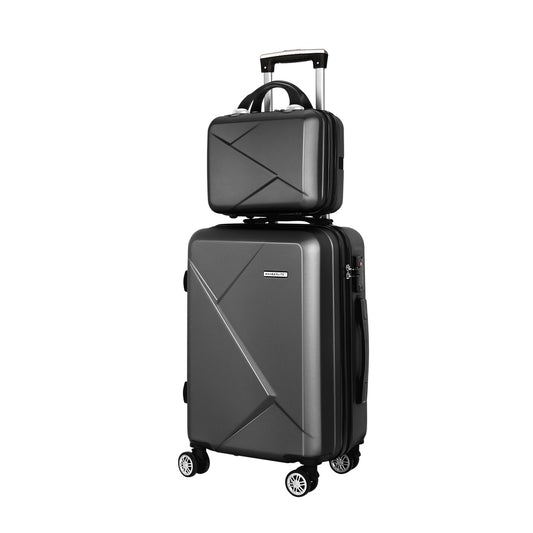 Maleta de viaje con ruedas Wanderlite de 2 piezas, de 12" y 20", con cerradura TSA, color negro