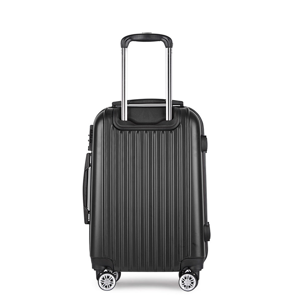 Wanderlite 28" 75cm Luggage Trolley Travel Set Suitcase Carry On Hard Case TSA Lock Lightweight Black - YDS.com.au
