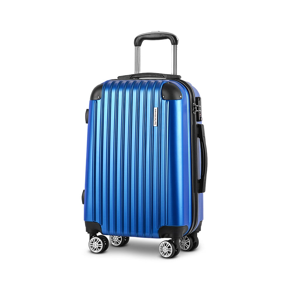 Wanderlite 28" 75cm Luggage Trolley Travel Suitcase Set Carry On Hard Case TSA Lock Lightweight Blue - YDS.com.au
